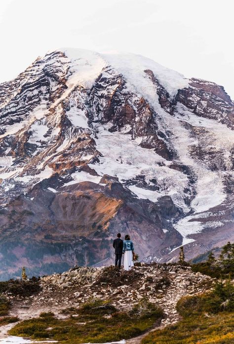 Washington Mountains, Mt Rainier National Park, Washington Elopement, Cabin Wedding, How To Elope, Rainy Wedding, Mount Rainier National Park, Mountain Photos, Mt Rainier