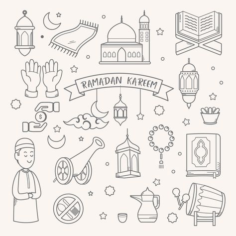 Ramadhan Doodle, Islam Doodle, Ramadan Drawing Ideas, Islamic Doodle, Ramadan Drawing, Ide Jurnal, Ramadan Bujo, Ramadan Printables, Ramadan Design