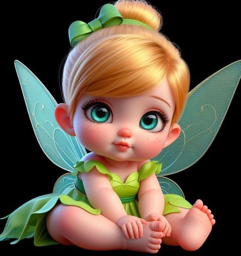 Baby Tinkerbell, Fairy Birthday Themes, 3d Princess, Tinkerbell Pictures, Fashion Movies, Baby Disney Characters, Disney Princess Babies, Fairytale Decor, Baby Movie