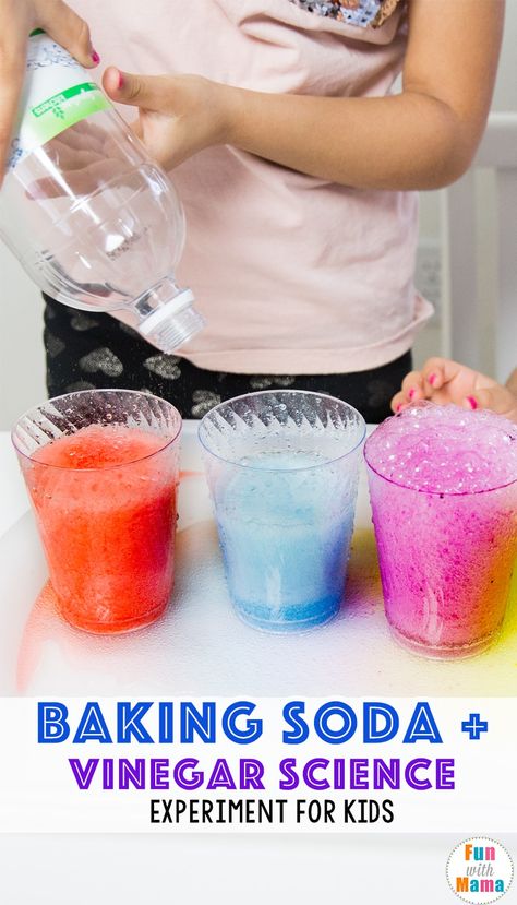 Baking Soda + Vinegar Science Experiment for Kids #science #kids #homeschool Experiments To Do At Home, Baking Soda Experiments, Science Activities For Toddlers, Science Experiments Kids Elementary, Vinegar And Baking Soda, Science Experiment For Kids, Science Kids, Science For Toddlers, Baking Soda And Vinegar