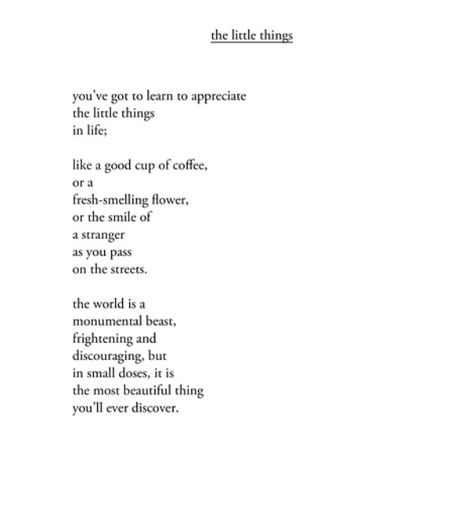 Poems About Enjoying The Moment, Little Things That Aren't Little, Little Things Matter Quotes, It’s The Little Things Quotes, Its The Little Things Quotes, Appreciate The Little Things Quotes, Little Things In Life Quotes, The Little Things Quotes, Quotes Madness