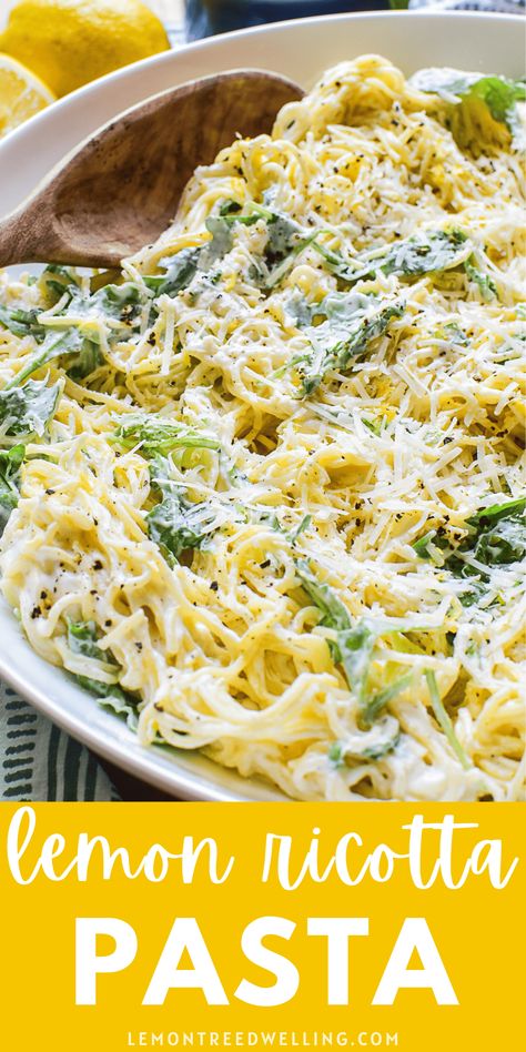 Lemon Ricotta Pasta, Spring Pasta, Dinner Recipes For Two, Ricotta Pasta, Recipes For Two, Lemon Ricotta, Lemon Pasta, Yummy Pasta Recipes, Pasta Dinner Recipes