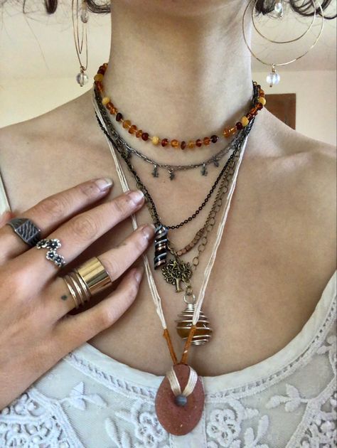 Chunky Grunge Jewelry, Alice Fortescue, Full Aesthetic, Indie Necklace, Jewelry Mood Board, Necklace Combo, Grunge Jewelry, Cool Piercings, Indie Jewelry