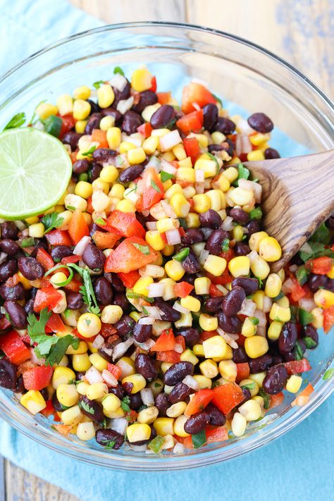 Southwestern Black Bean and Corn Salsa Corn And Bean Salsa Recipe, Corn And Black Bean Salsa, Bean Salsa Recipe, Black Bean And Corn Salsa, Corn And Black Bean, Black Bean Corn Salsa, Black Bean And Corn, Black Beans Corn, Pepper Salsa