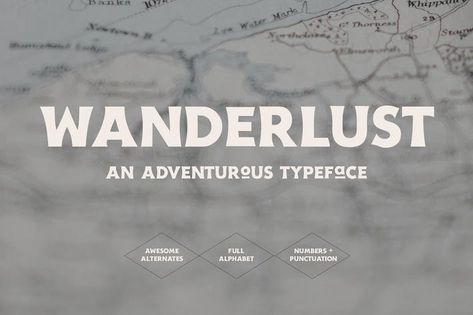 Wanderlust - Travel Font Get it now!! #font #fonts #fontdesign #fontdesigns #bestfont #fontblod #handmade #handwriting #handwritten #fontfancy #fontcool #fontdecorative #fontding-bats #fontgraffiti #fontscript #fonthandwriting #fontsans-serif #fontserif #designgrapchic #premiumdesign #graphicriver #envato #envatomarket #envatoelements #creativemarket #freepik #dafont #befont #myfont #behance #shutterstock #dribbble Travel Font, Wanderlust Font, Travel Fonts, Adventure Fonts, Holiday Fonts, Cricut Fonts, Uppercase And Lowercase Letters, Vintage Fonts, Envato Elements