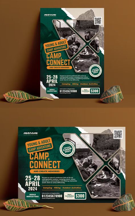 Youth Campfire Flyer Template PSD Flyer Advertisement Design, Product Flyer Design Layout, Flayer Designs Ideas, Camp Poster Design, Camp Flyer Design, Camp Flyer, Fire Pit Party, Logo Portfolio, Design Camp