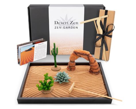 #ZenGarden #Zen #CactusDecor #UniqueGift #GiftIdeas #HomeDecor #OfficeIdeas #Southwestern Desk Zen Garden, Japanese Garden Decor, Zen Sand Garden, Mini Zen Garden, Sand Tray, Southwestern Home Decor, Brown Sand, Desert Decor, Southwestern Decor