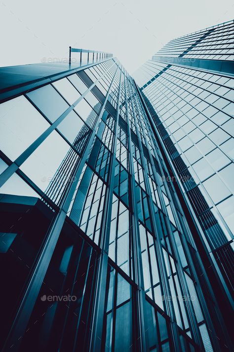 Blue skyscraper facade. office buildings. modern glass silhouettes of skyscrapers Blue Office Wallpaper, Blue Office Aesthetic, Company Aesthetic, Buildings Facade, Buildings Modern, Snow Background, City Life Photography, Glass Background, Building Aesthetic