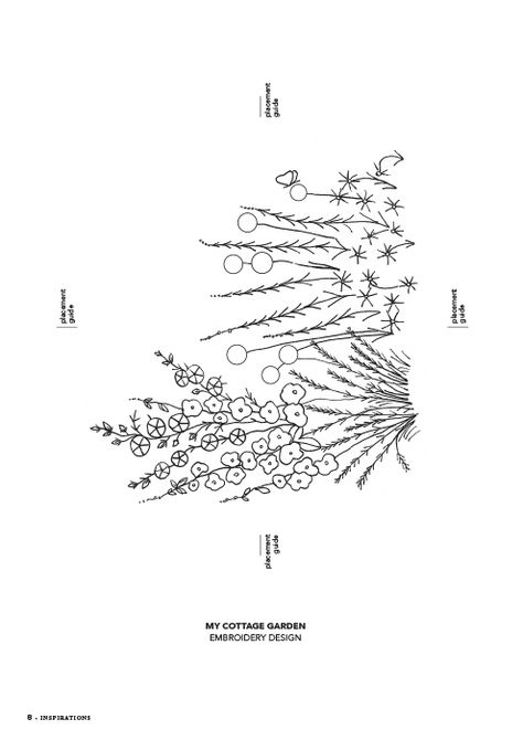 Garden Embroidery Patterns, Cottage Embroidery Patterns, Secret Garden Embroidery, Cottage Garden Quilt Pattern, Cross Stitch Garden Patterns, Cottage Garden Embroidery, Garden Embroidery, Garden Illustration, Embroidery Template