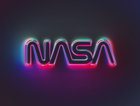 Blender Logo Design, 3d Title Design, Logo 3d Effect, Nasa Graphic Design, Neon Graphic Design, Neon Branding, Graphic Design Retro, 3d Logos, Logos Retro