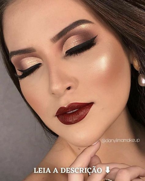 Wedding Makeup Gold Smokey, Bridesmaid Makeup For Burgundy Dress, Makeup For Burgundy Dress, Bridal Lipstick, Burgundy Makeup Look, Burgundy Makeup, Evening Eye Makeup, Fall Wedding Makeup, Gold Makeup Looks