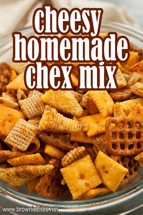 Cheese Chex Mix - Brownie Bites Blog Chex Mix With Cheese Its, Chex Mix Cheese Its, Cheese It Chex Mix Recipes, Cheesy Snack Mix Recipes, Cheese Snack Mix Recipes, Cheddar Chex Mix Homemade, Quaker Snack Mix Baked Cheddar Recipe, Cheddar Cheese Chex Mix Recipe, Homemade Cheesy Chex Mix Recipe