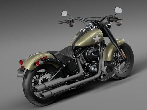 Harley Davidson Softail Slim S Army Design 2016 3D-modell $149 - .obj .fbx .max .lwo .c4d .3ds - Free3D Harley Davidson India, Harley Davidson Softail Slim, Harley Davidson Cake, Army Design, Softail Bobber, Harley Davidson Softail, Bobber Style, Electric Bike Kits, New Harley