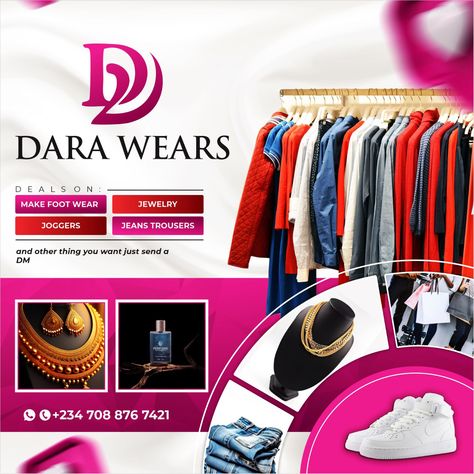 Flyer Design Pianos, Online Shopping Flyer Design, Cloth Sales Flyer Design, Graphic Design For Fashion, Boutique Flyer Design Social Media, Bappa Banner, Wears Flyer Design, Fashion Banner Design Ideas, Clothing Flyer Design