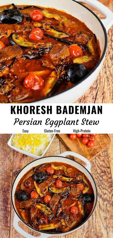 Turkish Stew, Khoresh Bademjan, Persian Eggplant, Eggplant Stew, Easy Lemon Chicken, Persian Chicken, Chicken Recipe Easy, Chicken Dinner Ideas, Iranian Cuisine