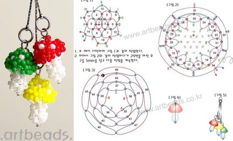 Bead Mushroom, Seed Beads Diy, Seed Bead Crafts, Pony Bead Patterns, Beading Patterns Free, Bead Charms Diy, Beaded Necklace Diy, Seed Bead Patterns, Art Dolls Handmade