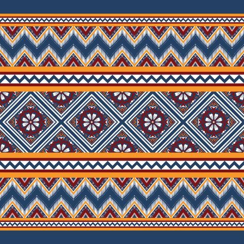 Geometric Fabric Design, Batik Border Design, Batik Geometric Design, Geometrical Border Design, Ikat Border, Geometrical Border, Textile Border, Illustration Embroidery, Ethnic Print Pattern