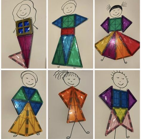 Magnatiles Shapes, Dress The People Magnatiles, Magnatile Activities For Toddlers, Magna Tiles Activities, Magnetic Tiles Activities, Purim Activities For Toddlers, Magnatile Patterns, Magnatile Activities, Magnatiles Printables Free