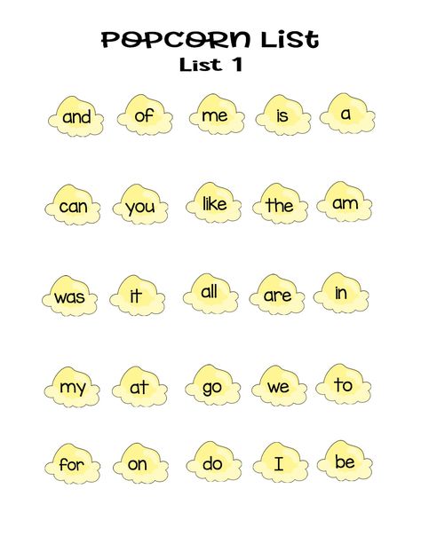 The Ultimate Guide to Teaching Sight Words - This Crafty Mom Popcorn Words Printable, Popcorn Words Kindergarten, Ways To Teach Sight Words, Popcorn Words Activities, Sight Words Kindergarten Printables, Teach Sight Words, Popcorn Words, Remedial Reading, Sight Words Printables