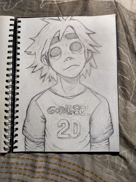 Gorrilaz Art Style, Gorillaz Drawing Style, 2d From Gorillaz, Gorillaz Painting, 2d Gorillaz Drawing, Gorillaz 2-d, The Gorillaz Art, Gorillaz Sketch, Album Drawings