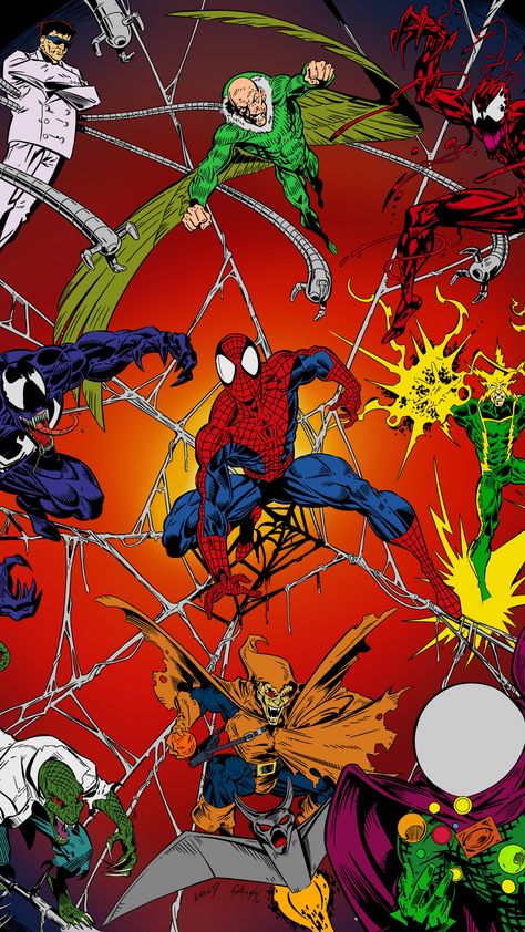 Amazing Spider-man 1994, marvel comics, villains, 1080x1920 wallpaper Spiderman Comic Art, Mark Bagley, Comic Villains, Marvel Characters Art, Spiderman Artwork, Marvel Artwork, Spiderman Pictures, Marvel Comics Wallpaper, Marvel Spiderman Art