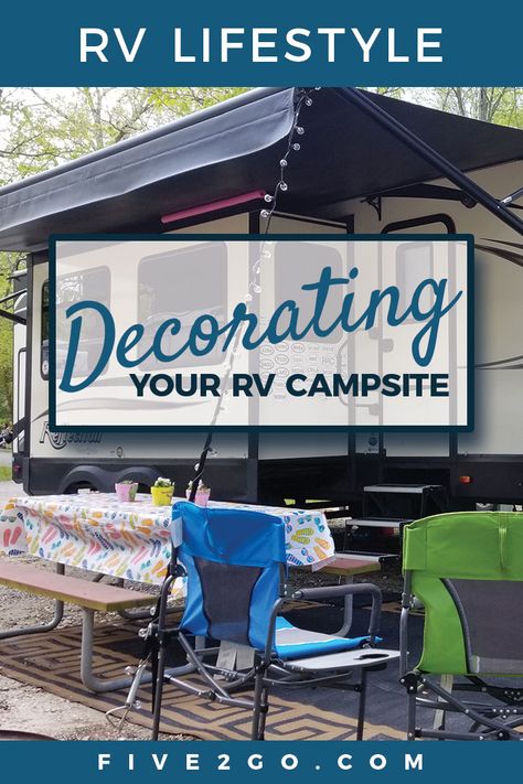 RV CAMPSITE SETUP AND DECORATING | How We Make a Campground Home. In today’s episode we head outside to show you how we setup and decorate our outdoor RV campsite space to make it into our own little home for the time we’re there. Learn the best method for securing your awning, which stakes are best for your outdoor mat, and some tips on running outdoor lights to liven up your space at night. You’ll also pick up some pointers on where to find our chairs, the lights we’re using, and a few ideas o Rv Campsite Decorating Ideas, Campsite Decorating Ideas, Have A Nice Vacation, Campsite Decorating, Campsite Decor, Campsite Setup, Campsite Ideas, Decorating Your Rv, Rv Decorating Ideas