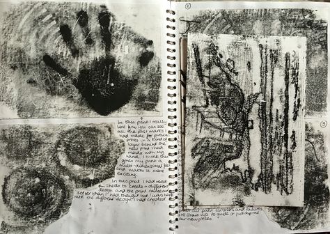 Monoprinting part 2 Monoprint Sketchbook Page, Gcse Art Monoprinting, Art Sketchbook Gcse, A Level Art Themes, Artist Research Page, Gcse Sketchbook, Monoprint Art, Art Analysis, Printmaking Ideas