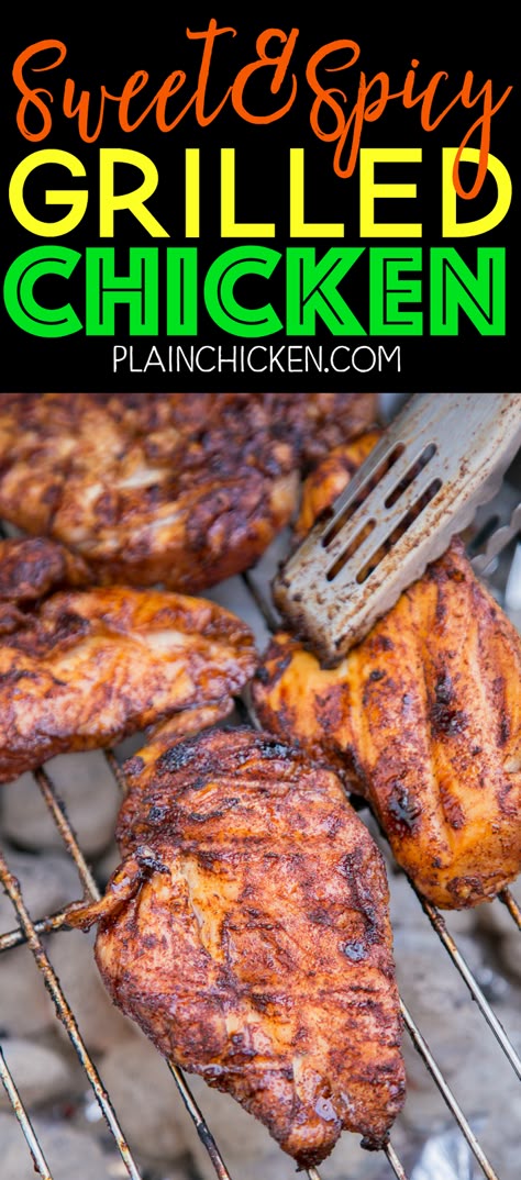 Sweet And Spicy Grilled Chicken, Meat Marinade Recipes, Backyard Grill Ideas, Chicken On The Grill, Favorite Chicken Recipes, Spicy Grilled Chicken, Backyard Grill, Grill Ideas, Favorite Recipes Chicken