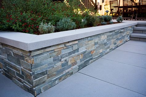 Square Modular Wall Cap, Concrete Wall Caps Pervious Pavers, Urban Courtyards, Garden Bench Seating, Exterior Fireplace, Paver Designs, Landscaping Retaining Walls, Hardscape Design, Garden Steps, Modular Walls