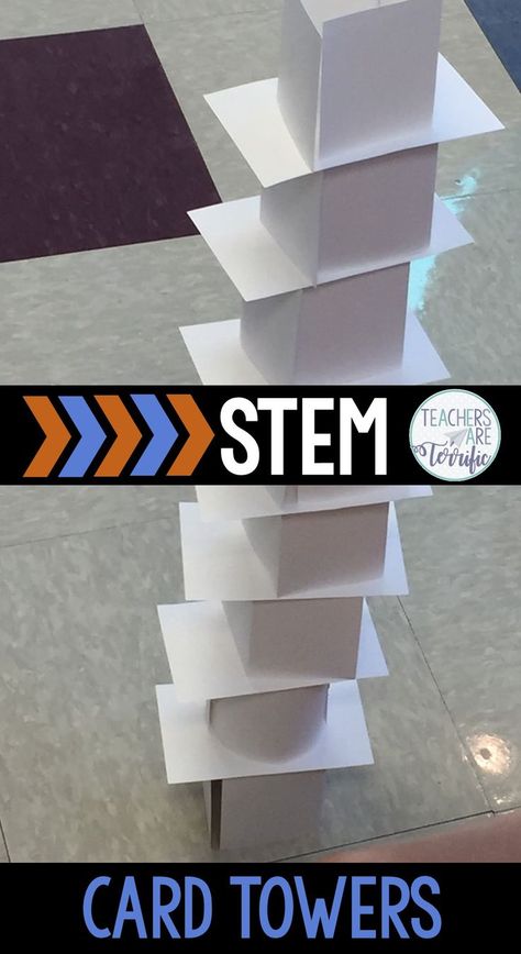 STEM Challenge for elementary students! Your kids will love this one. You will love this one, too because of 5 simple things! It uses only one material. Preparation is super easy. It works for all ages. It's highly engaging because it's so competitive. Clean up is super simple. It's a perfect STEM Challenge for any time of year and the resource has a bonus challenge included! This is one you will try and then repeat year after year! Editable lab sheets and rubric included. Card Tower, Paper Tower, Elementary Stem Activities, Building Challenge, Stem Students, Steam Challenges, Stem Classes, Teaching Stem, Engineering Design Process