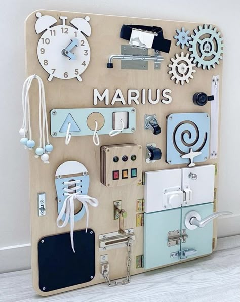 Baby Activity Board, Diy Busy Board, Diy Sensory Board, Small Basement Ideas, Toddler Activity Board, Busy Board Baby, Basement Ideas For Teens, Basement Ideas For Kids, Basement Ideas Finished