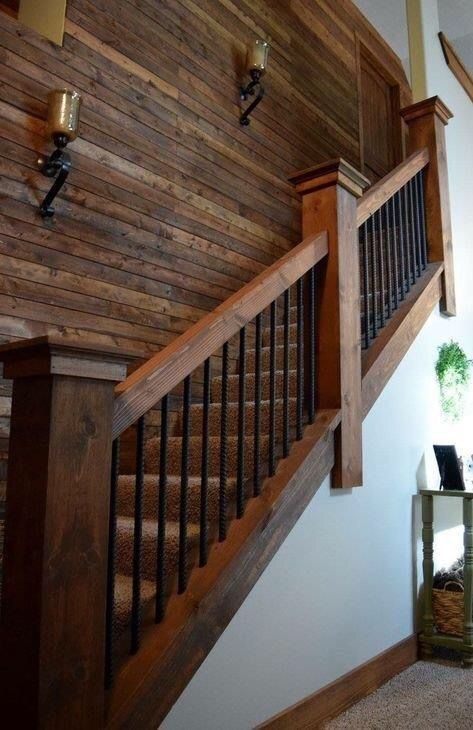 Inspiration for Suncadia Farmhouse Stairs, Rustic Stairs, Wood Plank Walls, Woodworking Business, Casa Country, Basement Stairs, Stair Case, Unique Farmhouse, Lan Can