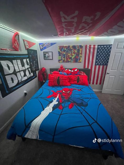 Spider Man Room Ideas, Spider-man Room, Spiderman Clothes, Spider Accessories, Cherry Room, Spider Man Room, Spiderman Bed, Spiderman Bedroom, Spiderman Room