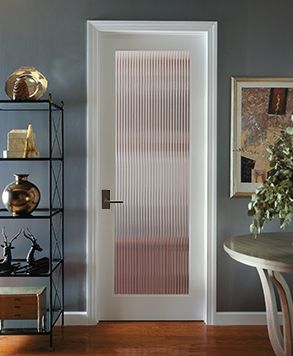 Reeded Glass Internal Door, Glass Door Ideas Interior, Bedroom Glass Door Design, Wood And Glass Interior Doors, Interior Door Glass, Glass Door For Bedroom, Glass Bedroom Door Privacy, Privacy Doors Interior, Bathroom Door Glass Design