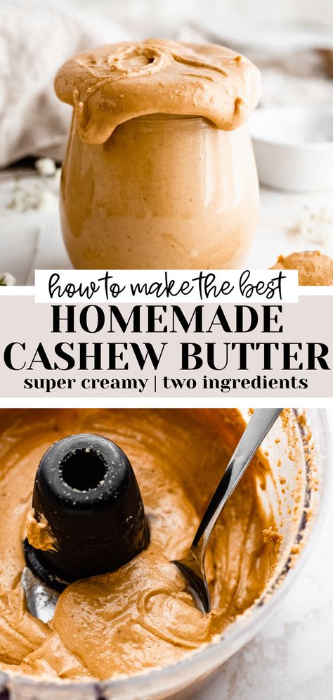 jar of homemade cashew butter Homemade Nut Butter Recipes, Cashew Butter Recipe, Nut Butter Recipes, Homemade Nut Butter, Homemade Condiments, Nut Recipes, Cashew Butter, Nut Butters, Butter Recipe