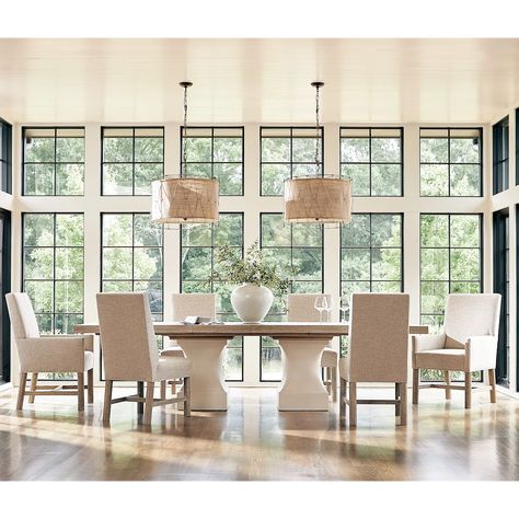 Bernhardt Aventura 318541x4+K1858x1+318542x2 7-Piece Dining Set | Baer's Furniture | Table & Chair Set - 7 +Pc Large Dining Room Table, Bernhardt Furniture, Rectangle Dining Table, Large Dining Room, Upholstered Side Chair, Large Table, Upholstered Arm Chair, California Style, Rectangular Dining Table