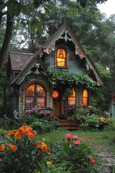 Wacky House Decor, Magical Cottage, Gothic Cottage, Fairytale Houses, Whimsical Cottage, Magical House, Fairytale House, Forest Cottage, Cottage Aesthetic