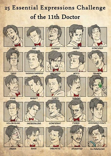 Facial expressions of the Eleventh Doctor Expression Challenge, Doctor Who Tv, Doctor Who Fan Art, Hello Sweetie, Movies List, Mad Man, Time Lord, Doctor Who Art, 11th Doctor