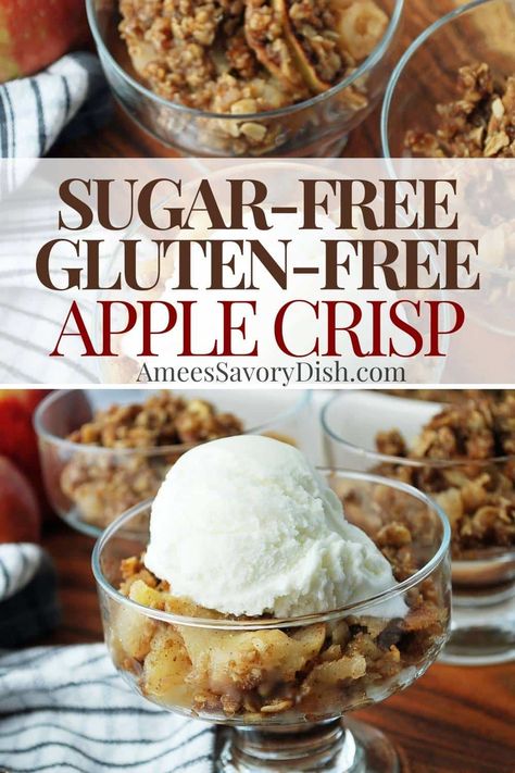 Apple Recipes No Sugar, Sugar Free Apple Crisp, Gluten Free Apple Crisp Recipe, Gf Deserts, Apple Crisp No Oats, Apple Crisp Recipe Healthy, Crockpot Apple Crisp, Crisp Topping, Healthy Apple Crisp