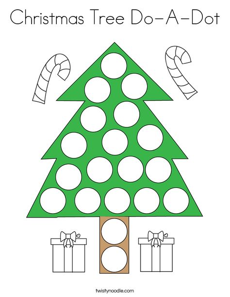 Christmas Tree Do-A-Dot Coloring Page - Twisty Noodle Christmas Tree Dot Painting, Tree Preschool Activities, Christmas Tree Preschool, Worksheet Nursery, Tree Preschool, Teaching Safety, Toddler Christmas Tree, Preschool Activities Printable, Christmas Learning