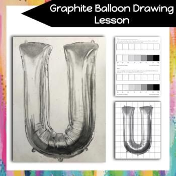 This is a lesson designed to teach value, grid drawing, and shading. In this lesson students will draw a silver balloon of their choice using the grid method. Students will create a value scale and shade the drawing using shading techniques to create a realistic balloon.  This lesson will teach students about the correct graphite pencils to use, tips for using the pencil, how to find values in a drawing and how to find the relationship between values. Great lesson to use for an introduction to d Middle School Shading Projects, Value Drawing Ideas, Middle School Drawing Projects, 6th Grade Art Lessons, High School Drawing, Value Drawing, Teaching Drawing, Middle School Lesson Plans, High School Art Lesson Plans