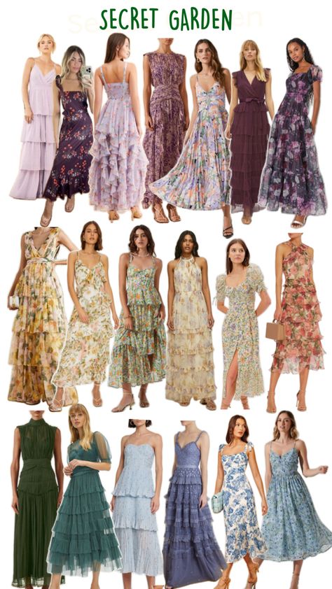 Semi Formal Outfits For Women Summer, Garden Theme Dress, Formal Wedding Dress Code, Formal Garden Party Attire, 21st Garden Party, Garden Party Wedding Attire, Backyard Wedding Party, Garden Party Formal, Spring Themed Wedding