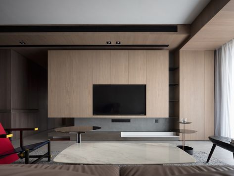 Serene Home by Spring Design Office on Behance Tv Console Design, Tv Feature Wall, Serene Home, Living Tv, Interior Minimalista, Living Room Design Inspiration, Tv Wall Design, Spring Design, Design Office