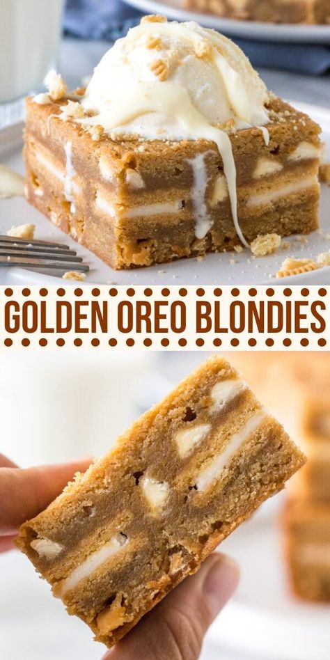 Oreo Blondies, Easy Bars, Golden Oreo, Dessert Items, Blondies Recipe, Oreo Dessert, Angel Food, Brownie Recipes, Baking Tips