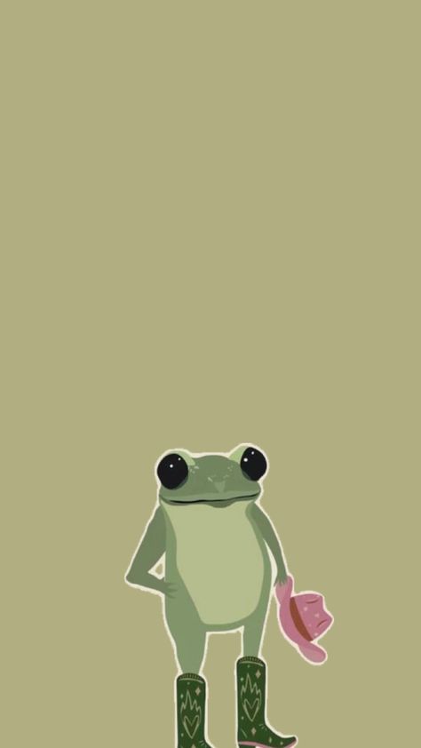 Cowboy- frog - wallpaper- green wallpaper - frog wallpaper- pink cowboy hat - Cowboy Frog, Cowboy