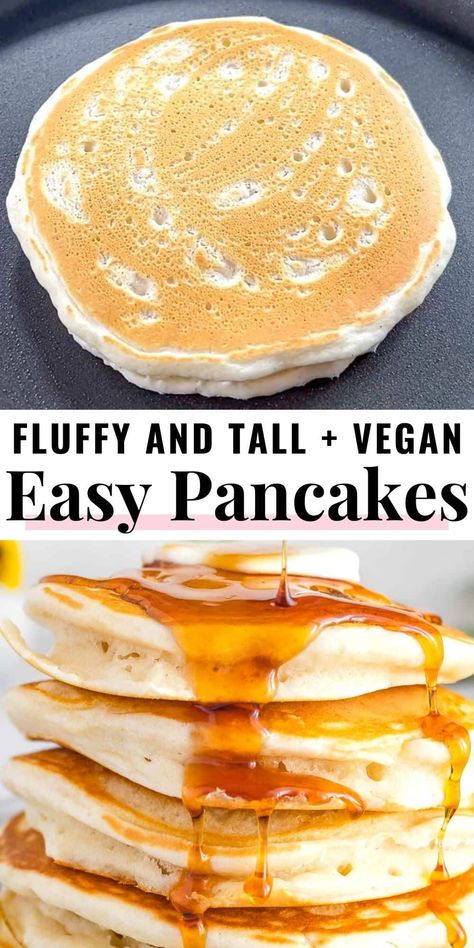 Homemade Vegan Pancakes Easy, Vegan Pancakes No Milk, Vegan Breakfast Pancakes, Pancake Vegan Recipe, Gluten Free Vegan Pancake Recipe, Vegan Pancake Recipe Easy, Vegan Pancake Batter, Vegan Pancake Recipe 3 Ingredients, Oat Pancakes Healthy Vegan