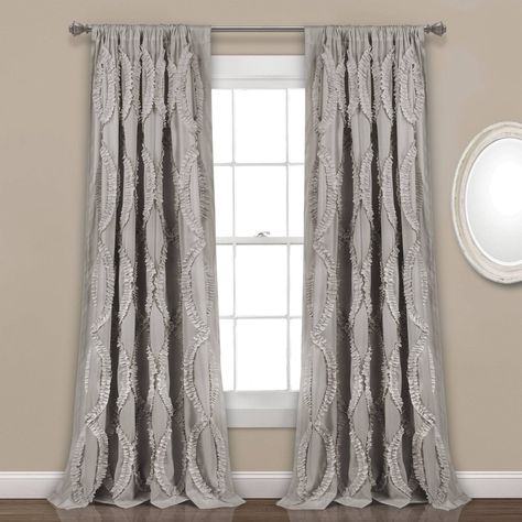 54"x95" Avon Window Curtain Panel Light Gray - Lush Décor, Adult Unisex, Size: 54"x95" Shabby Chic Style, Ruffle Curtains, Curtain Styles, Lush Decor, Grey Panels, Colorful Curtains, Hanging Curtains, Panel Bed, Window Panels