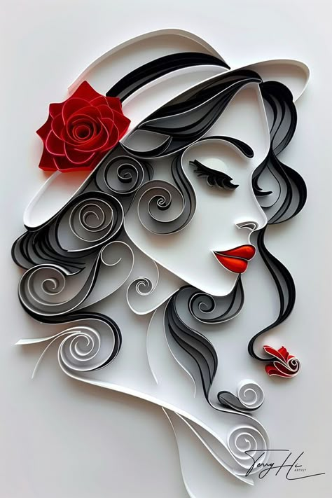 Quilling Pattern, Paper Quilling Patterns, Trending Art, Portrait Of A Woman, Quilling Patterns, Beautiful Rocks, Paper Artwork, Quilling Designs, Quilling Art