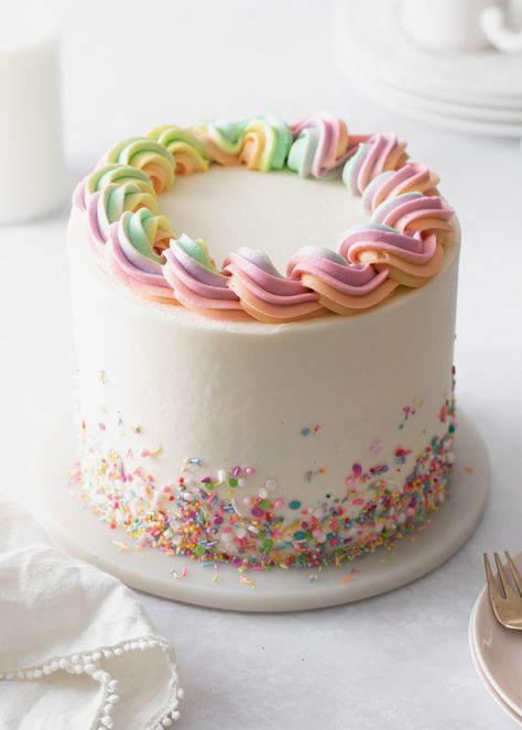 Rainbow Sprinkle Cake - Style Sweet 1st Birthday Cake Decoration, Sprinkles Cake Decoration, Sprinkle Shower Cake Ideas, Too Sweet Birthday Cake, Rainbow Cake Sprinkles, Simple Birthday Cake With Sprinkles, Sprinkle Unicorn Cake, Birthday Cake With Sweets, Sprinkle Number Cake