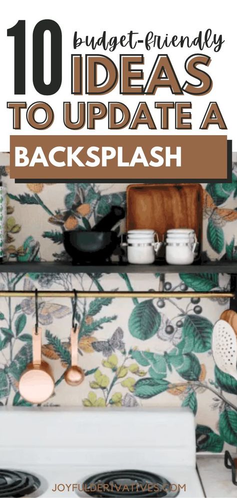 Update your kitchen backsplash without spending a ton of money. Here are 10 ideas to diy a new backsplash on a budget. Whether you want wallpaper, tile or something different, you can do it yourself with on of these easy tutorials. Wallpaper Ideas For Kitchen, Kitchen Without Backsplash, Popular Backsplash, Wallpaper Backsplash Kitchen, Easy Kitchen Backsplash, Creative Kitchen Backsplash, Easy Kitchen Updates, Tile Backsplash Kitchen, Easy Backsplash